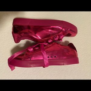 Hot pink tennis shoes